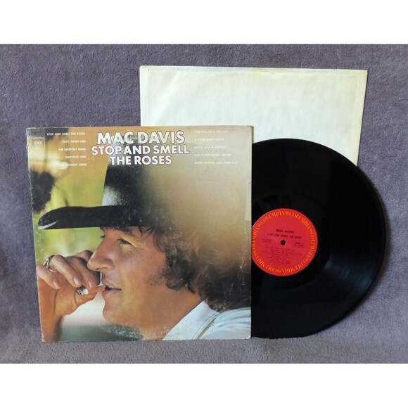 Mac Davis Stop and Smell The Roses LP Vinyl 1974 Columbia KC 32582 Folk Country - Picture 1 of 13